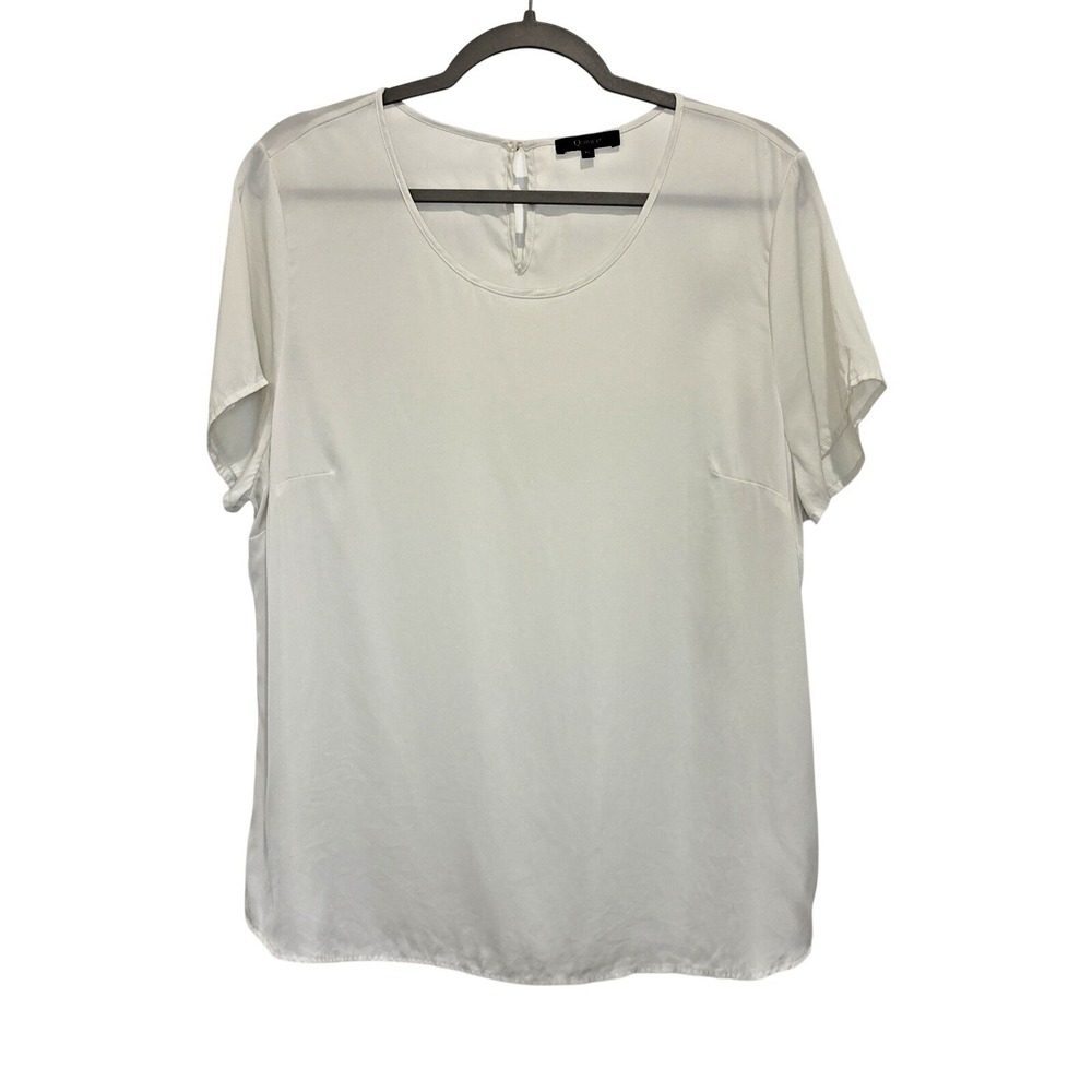 Quince Women Washable Stretch Silk Tee Ivory  XL Minimalist  Closet Staple